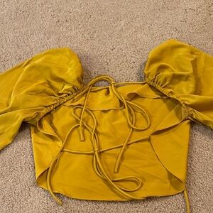 12th Tribe Mustard Puff Sleeve Blouse